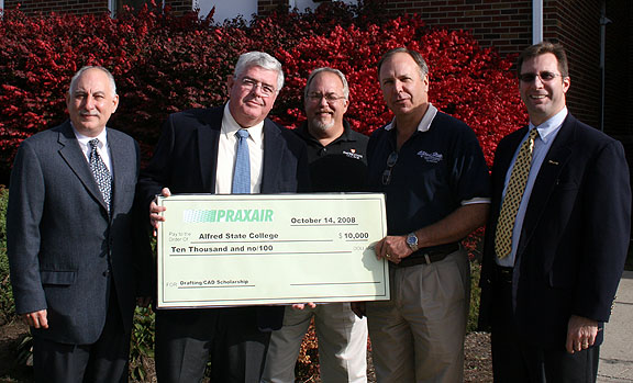 ASC receives second installment of an annual $10,000 scholarship donation from Praxair, Inc., of Tonawanda.
